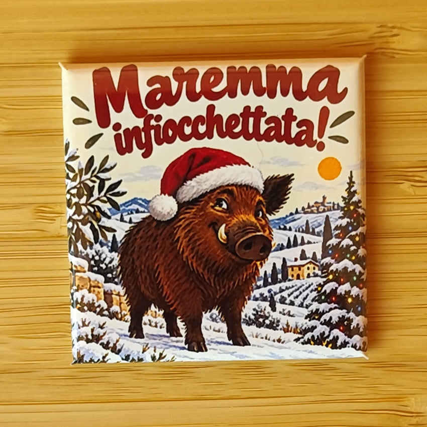Calamita Maremma infiocchettata! — Natale, Fahrcara — vista frontale della calamita.