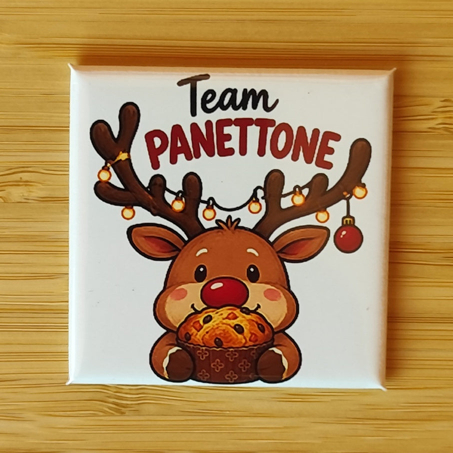 Calamita Team Panettone — Natale, Fahrcara — vista frontale della calamita.