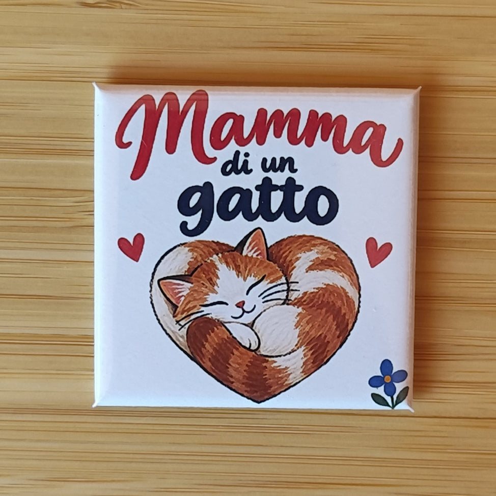 Calamita Mamma di un gatto — Amici di zampa, Fahrcara — vista frontale della calamita.